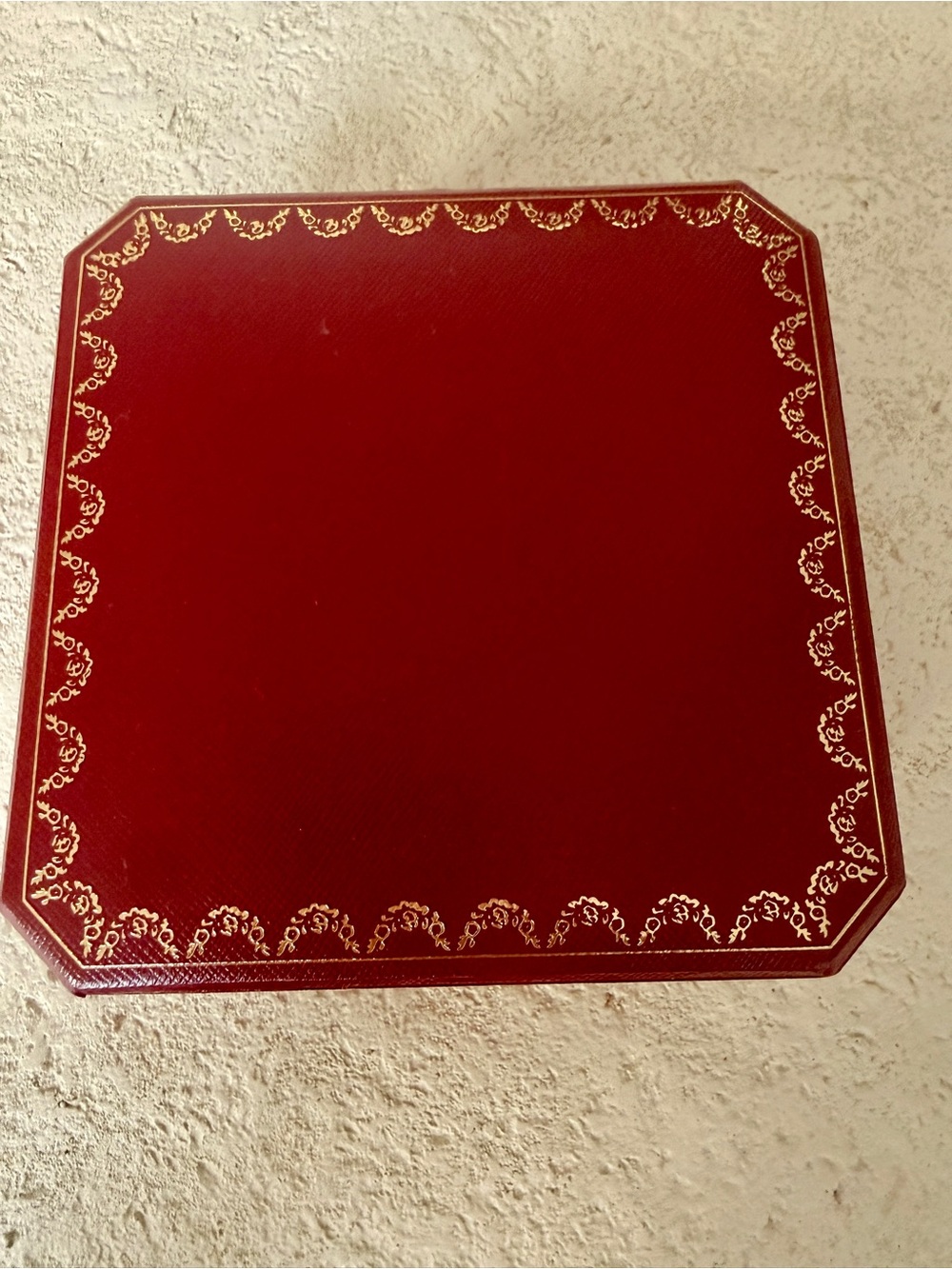 Cartier Red Bracelet Box Top with Gold Border